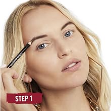 Close-up of woman's face applying Rimmel Professional Eyebrow Pencil