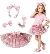 PinkSheep Girls Costume Set,Led Light Up Girls Tutu Skirt with Headband Bow Tie, Kids School Part...