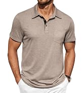 COOFANDY Men Short Sleeve Polo Shirt Casual Summer Collar Shirts Dress Button Polo T Shirt Classi...