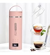 Pink Travel Electric Kettle with LCD Display, 6 Temperature Settings, 450ml / 15.2oz, 304 Stainle...