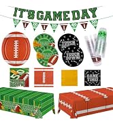 Football Party Supplies Kit for 24 Guests - Includes Large 12.5in Plates, Dessert Plates, Napkins...