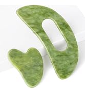 Jade Stone Gua Sha Massage Tool Set Larger Guasha Board with Handle Muscle Scraping Massage Tools...