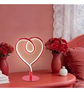 SendaLife Red Table Lamp – 3CCT 2700K 4000K 6500K Stepless Dimmable Heart Lamp, Touch Control Alu...