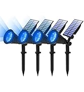 T-SUN Blue Solar Spotlights, 4 LED Outdoor Waterproof Solar Garden Lights, 180°Angle Adjustable A...