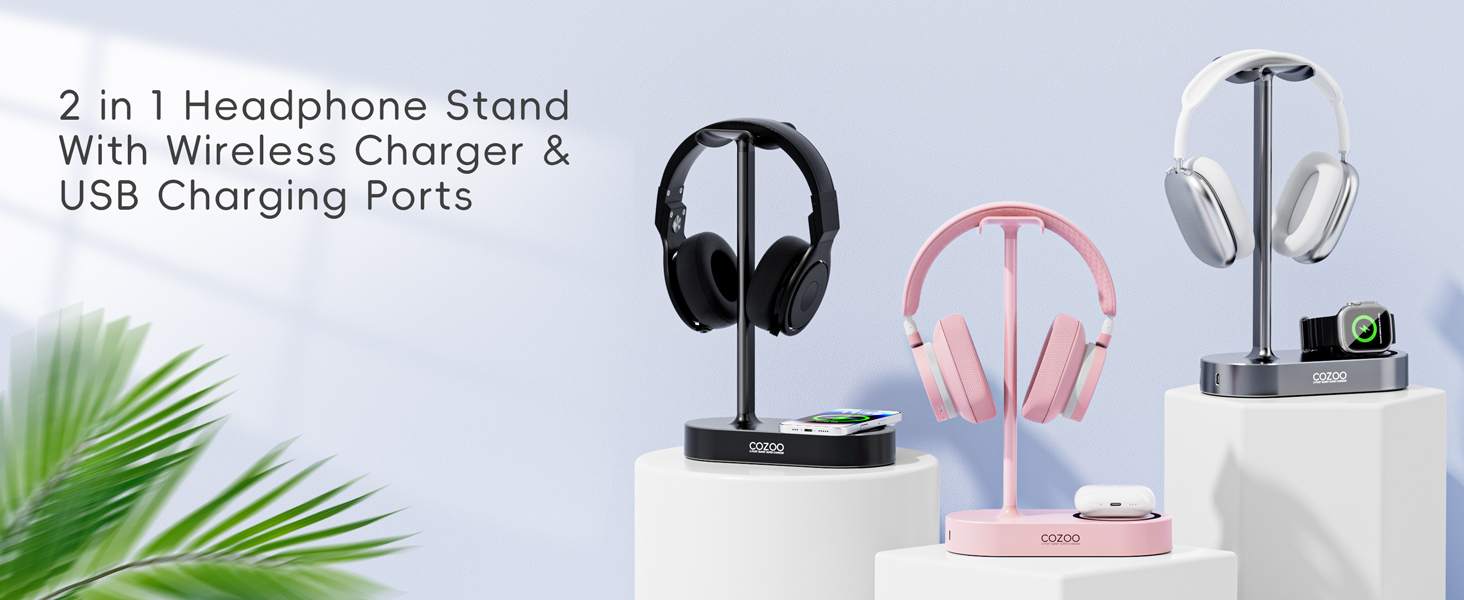 Headphone Stand with Wireless Charging Pad