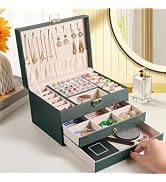 coobest 3 Layer Jewelry Box, Jewelry Holder Organizer with 2 Drawer Tray, Large boxes for Women V...