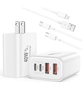 USB C Charger Block,40W 4-Port Fast USB C Wall Charger Brick Power Adapter Multiport Type C Fast ...