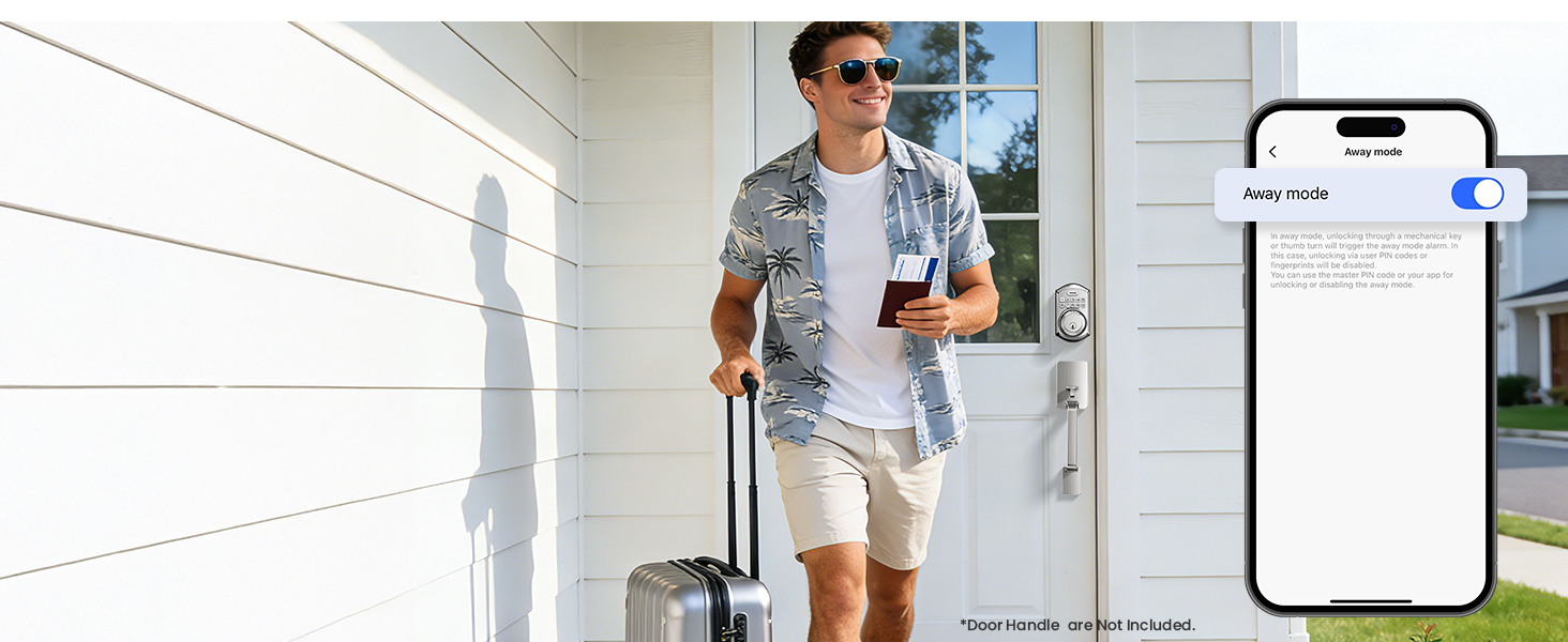 When Vacation Mode is on, all codes except the master user code are disabled to secure your home.