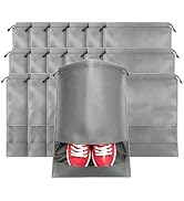 MEEZY 12 Pcs Gray Shoe Bags for Travel Storage Packing Sneakers Beach | 12.6x17.3 in Large Drawst...