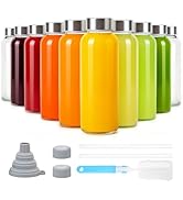 Sursip 10 oz Glass Juice Bottles, 10 Pack with Stainless Steel Lids – Reusable Small Glass Bottle...