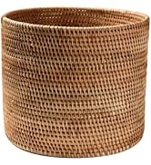 Mikikit Wicker Storage Basket, Round Rattan Storage Basket Woven 24*20CM Multifunction Practical ...