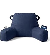 Unisakey Portable Comfy Reading Pillows for Bed Sitting Up(Royal Blue Oeko-Tex), Velvet Back Pill...