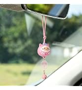 YGMONER Lucky Cat Car Hanging Ornament, Cute Rear View Mirror Charm for Women, Gifts for Friends