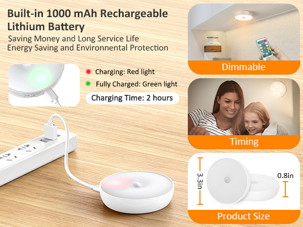 USB Rechargeable LED Closet Lights Motion Sensor Puck Lights
