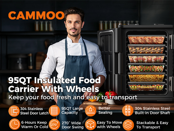 Insulated Food Pan Carrier with Wheels