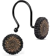 Shower Curtain Hooks, Flower Decorative Shower Curtain Hooks and Rings,Rust Proof Aluminum Shower...