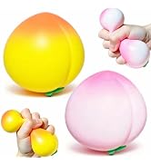 2 Pack Peach Stress Balls Sensory Fidget Toys, Squishy Dough Ball, Fruit Stretchy Stress Ball, Fu...
