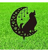 WADORN Moon Dog Metal Decorative Garden Stakes, Moon Dog Butterfly Silhouette Metal Outdoor Statu...
