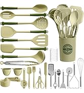 Kikcoin 43Pcs Kitchen Utensils Set - Silicone Cooking Utensil Set, Dishwasher Safe Spatula for No...