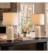 OYEARS 22" Farmhouse Table Lamps Set of 2, Bedside Lamps for Night Stands | Rustic Vintage Lamps ...