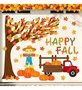 FYSUIMU 37 Pcs Fall Thanksgiving Leaves Tree Garage Magnets Decoration Scarecrow Pumpkin Truck Ga...