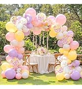 AOBKIAT Party Balloon Arch Kit,144 PCS with Pastel Pink Purple Balloon & White Bunny Balloons for...