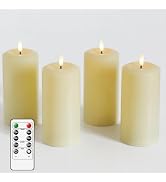 MUMCHASI 4 Packs Flameless Candles, Battery Operated Candles with Remote, Plastic LED Flickering ...