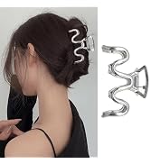 JATOMSSM Hair Claw Clips Metal Sliver Hair Clips for Thick Hair Small Wave Design Claw Clips for ...
