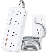 DEPOW Power Strip Surge Protector, 5FT Braided Extension Cord with Multiple Outlets-8 AC Outlets ...