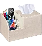 PU Leather Square Tissue Box Cover - Multi-Functional Tissue Box Holder, Tissue Box Cover with St...
