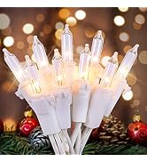 Hopolon Clear Christmas Lights Set,2Pack 50Count 13Feet Incandescent Bulb Mini String Lights with...