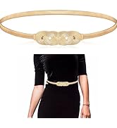 starfa lab Women's Metal Corset Belt Stretch Elastic Skinny,Gold Belt Women Belts for Dress