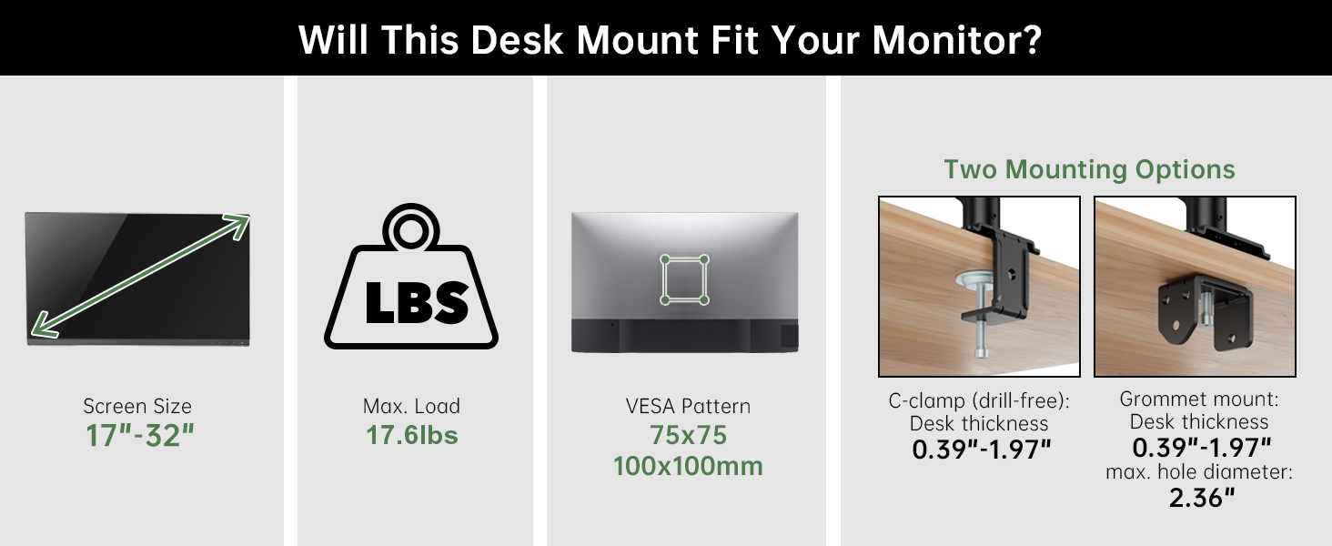 32in single monitor mount