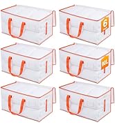 KYODOLED Clear Moving Bags with Orange Handles, 6-Pack Heavy Duty Storage Totes for Clothes & Bed...