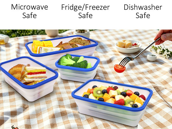 Translucent Collapsible Silicone Food Storage Containers with Lids