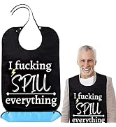 FunisFun Funny Adult Bibs Washable Waterproof Reusable Adult Bibs with Crumb Catcher for Women Me...