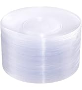 Hioasis 100pcs Clear Plastic Plates & Clear Disposable Plates & 10.25 inch Clear Dinner Plates & ...