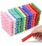 Phinus 72 Pcs Colorful Wooden Clothes Pins, 2.9 Inch 12 Colors Clothes Pins for Hanging Clothes, ...