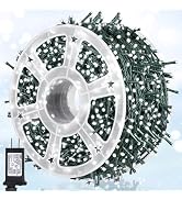 164Ft 500 LED White Christmas Lights, Waterproof 8 Twinkle with Memory Functions Christmas Tree L...