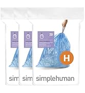 simplehuman Code H 60 Count, Genuine Custom Fit Liners, Drawstring Trash Bags in Dispenser Packs,...