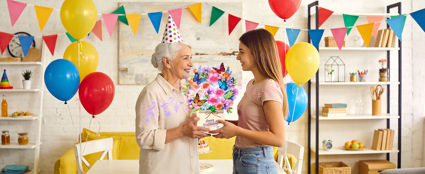 Musical and Lighting Pop Up Birthday Card for Grandma