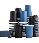 SIUQ 100 Pack 12 oz Disposable Coffee Cups with Lids and Sleeves, To Go Paper Cups for Hot & Cold...