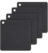 Silicone Trivet Mats Hot Mat - Hot Pads Robust Non Slip Coasters Heat Resistant Mats (Black)