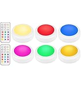 Alivation Led Under Cabinet Lighting Battery Operated Lights, 6 Puck Lights with Remote Control, ...