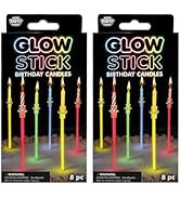 BEST PARTY EVER! Glow Stick Birthday Candles for Cake, Glowing Party Favors, 2 Pack (16 Total)