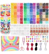 5 Boxes Pony Beads Bracelet Making Kit, 3700 Pcs Kandi Beads for Friendship Bracelets Making with...