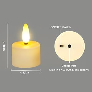 rechargeable tealights size:1.53inch*2.16inch