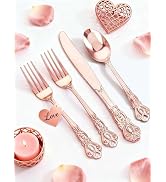 Joyido 40PCS Rose Gold Plastic Silverware - Heavy Duty Elegant Disposable Utensils - Rose Gold Pl...