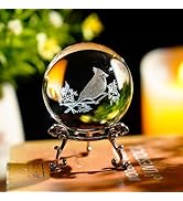 ZEERSHEE 3D Glass Laser Cardinal Bird Paperweight 60mm Crystal Ball with Stand Cardinal Gifts for...