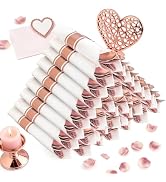 Joyido 50Guests Pre Rolled Rose Gold Plastic Silverware Sets - Heavy Duty Rose Gold Cutlery - Inc...